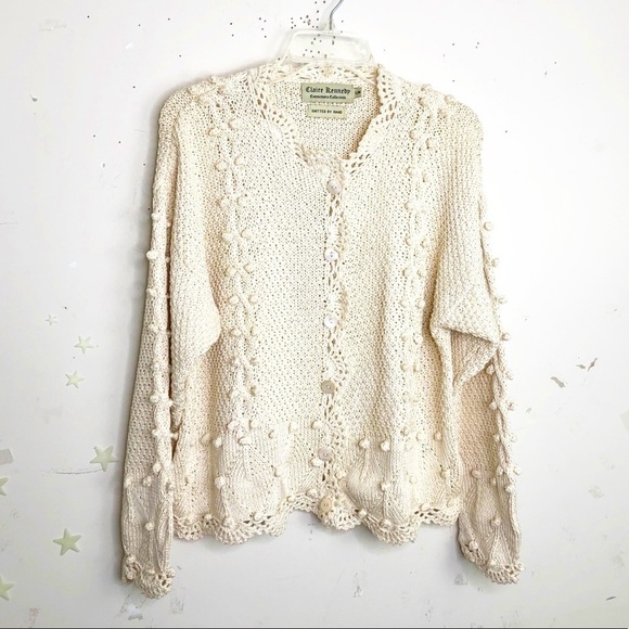 CLAIRE Kennedy cream Hand knit bobble cardigan - Picture 12 of 13